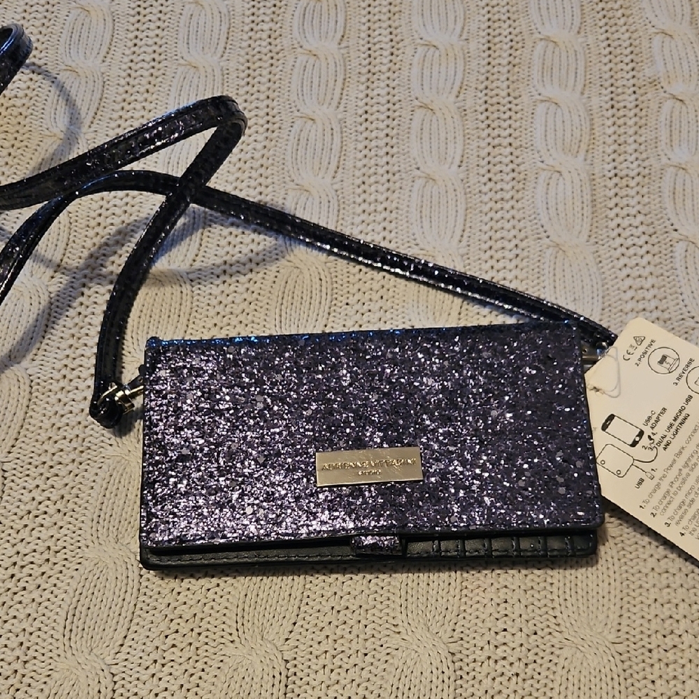 Purple Glitter Crossbody Charging Bag